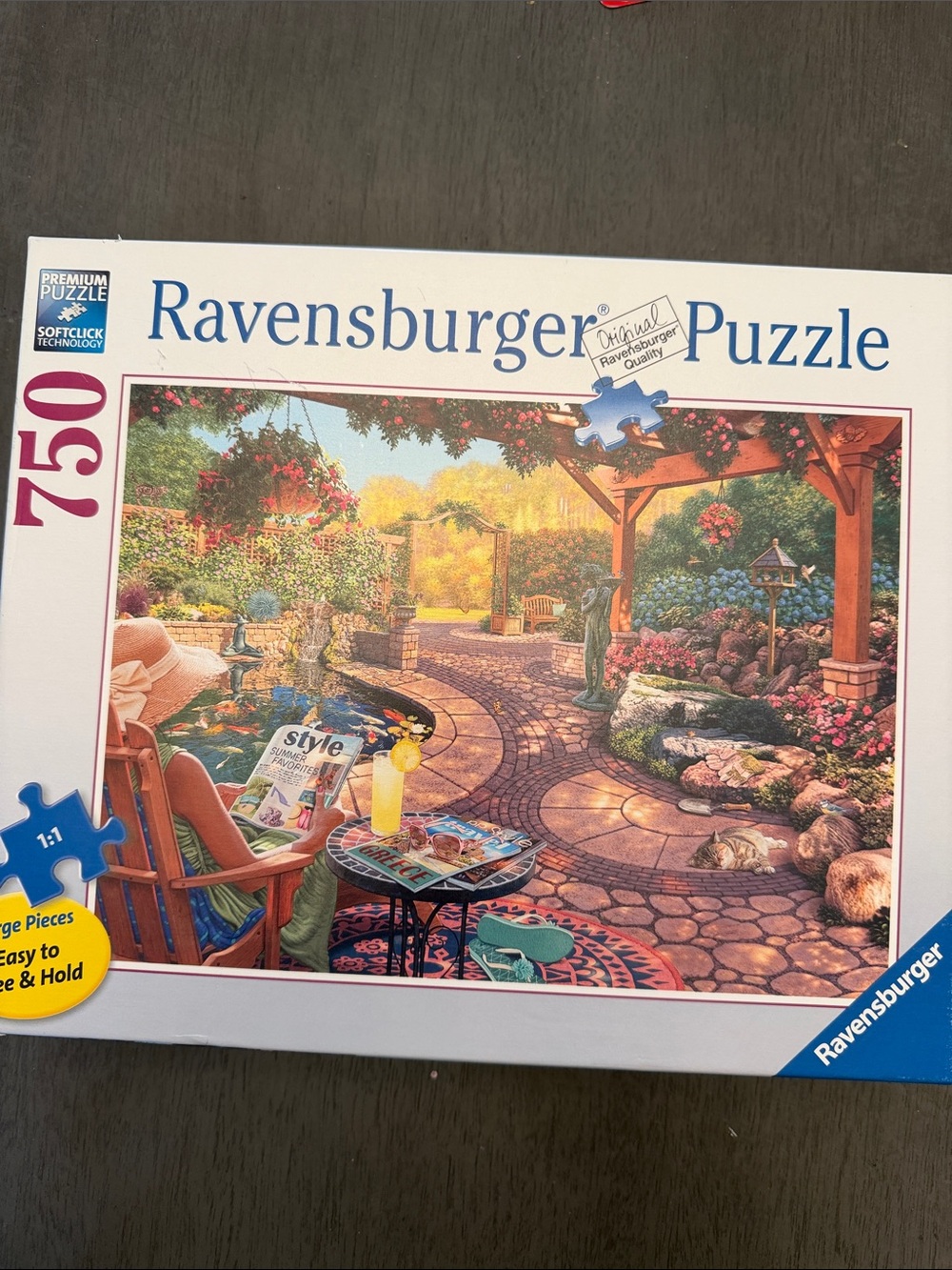 Ravensburger 750-Piece Garden Patio Puzzle - Blue, Green, Pink, Yellow